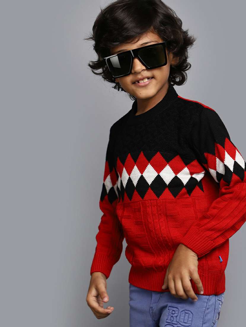 boys round neck printed sweater - 20595694 -  Standard Image - 3