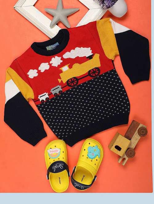 boys red printed round neck sweater - 20595718 -  Standard Image - 0