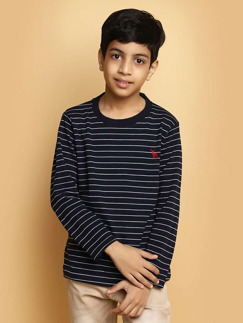 boys navy & white striped sweater