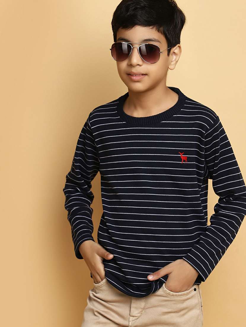 boys navy & white striped sweater - 20595722 - Standard Image - 3