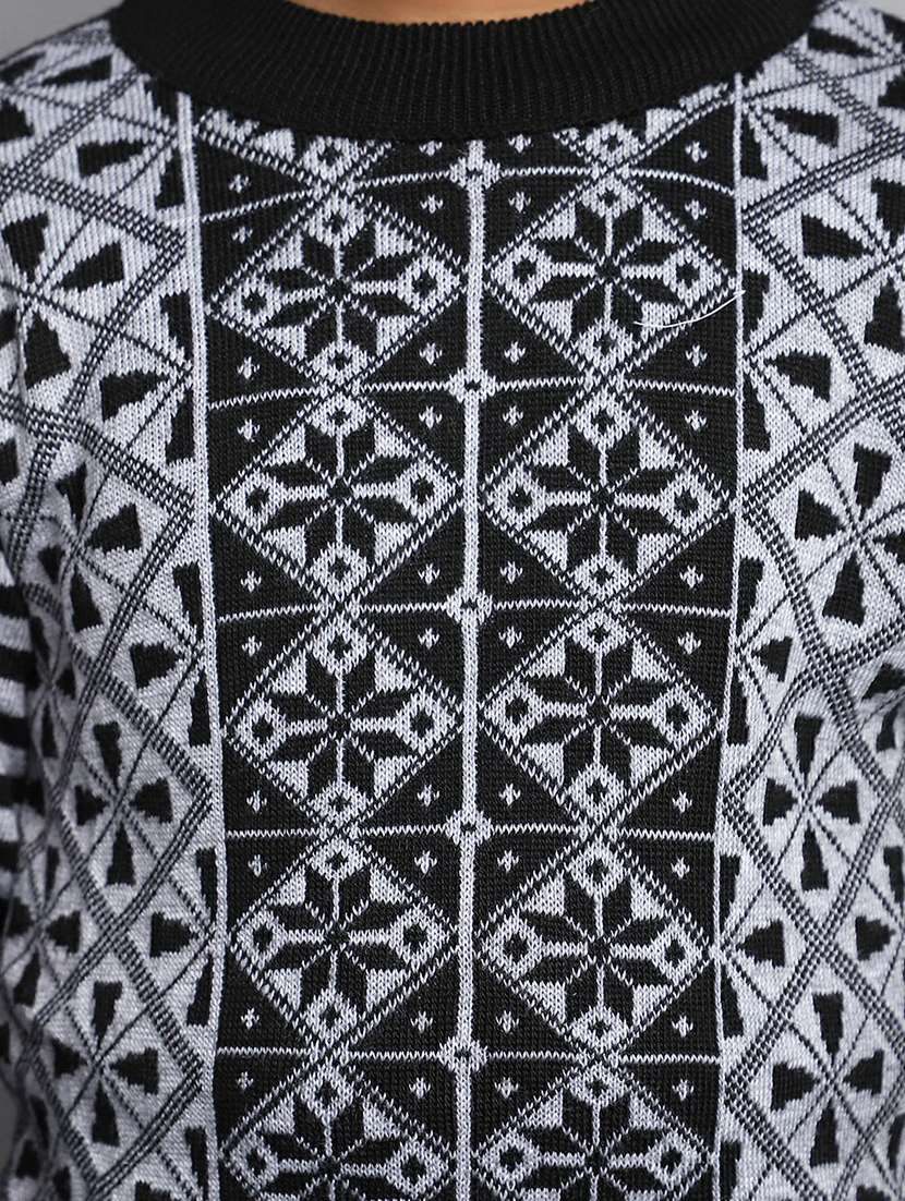 boys black printed round neck sweater - 20595734 -  Standard Image - 5