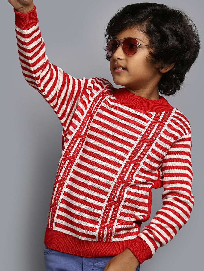 boys red & white striped sweater - 20595736 -  Standard Image - 3