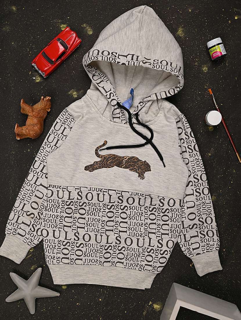 boys grey typographic hooded sweatshirt