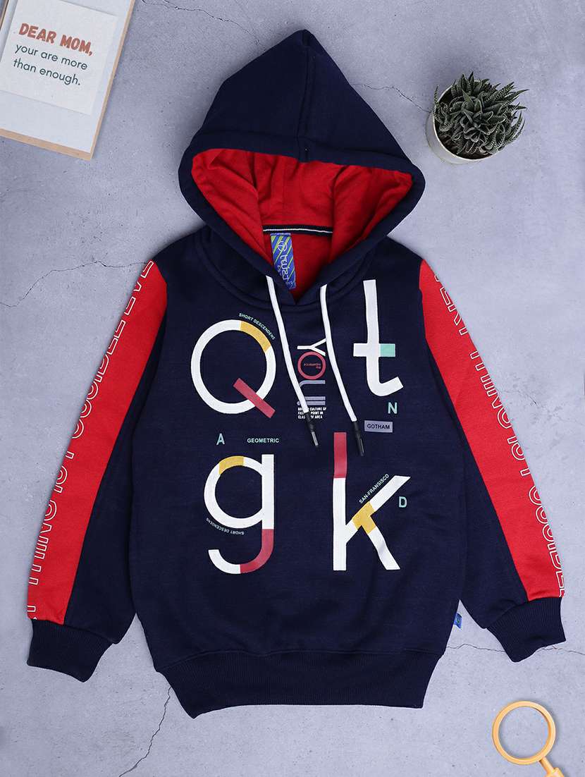 red & navy printed hooded sweatshirt - 20595789 - Zoom Image - 0