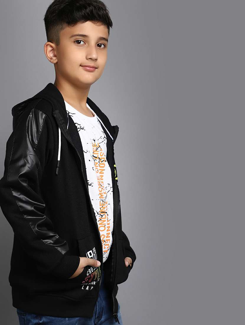 boys black hooded zipper sweatshirt - 20595793 -  Standard Image - 3