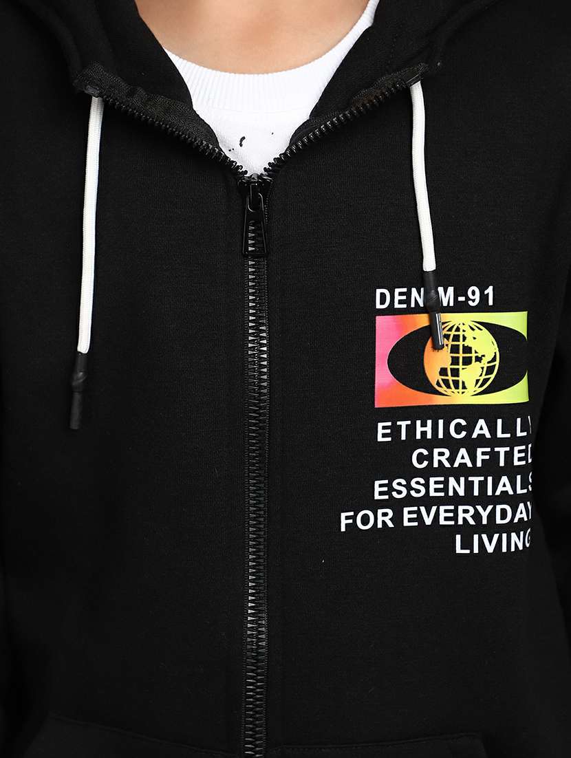 boys black hooded zipper sweatshirt - 20595793 -  Standard Image - 5