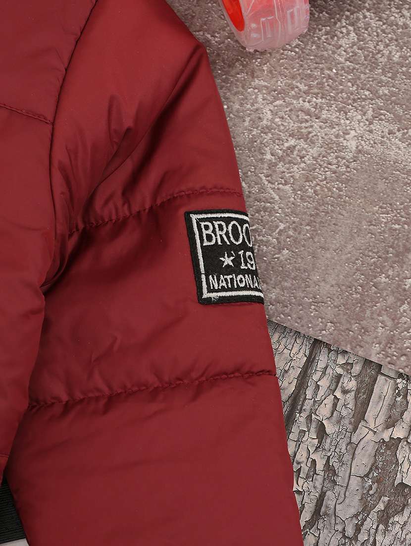 maroon solid full sleeve quilted jacket - 20595874 -  Standard Image - 3