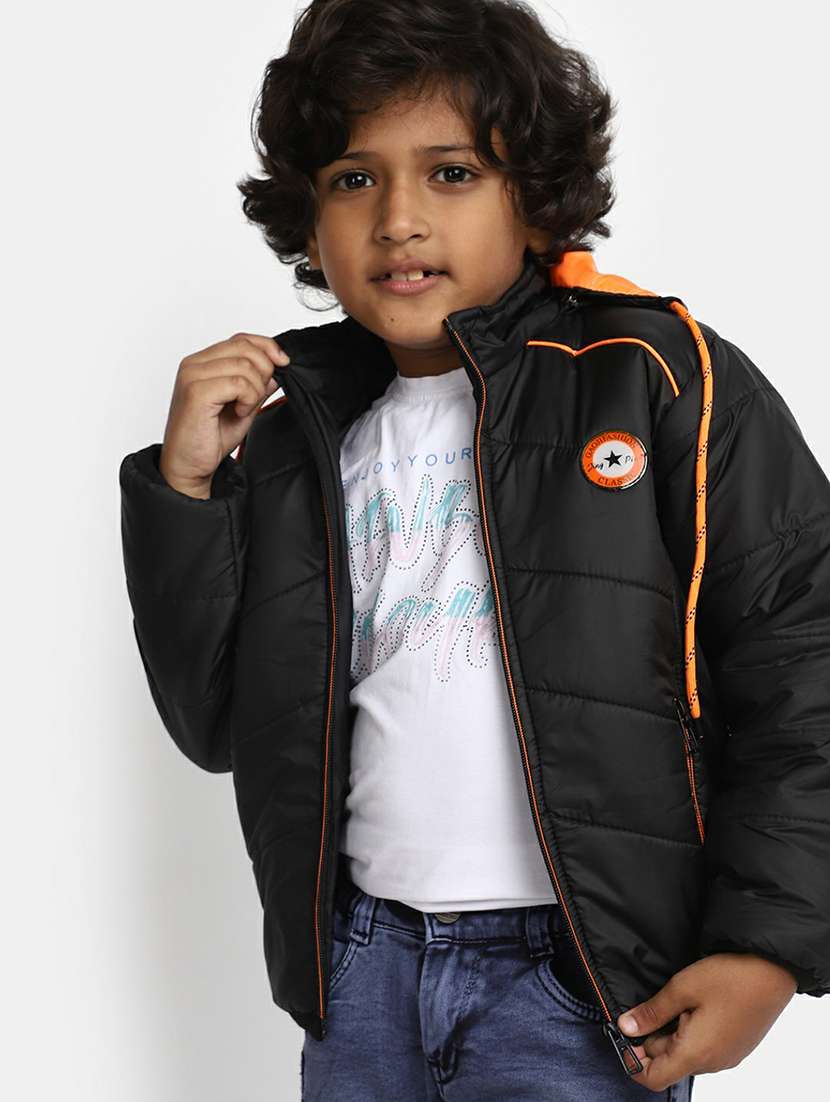 boys black hooded quilted jacket - 20595890 - Standard Image - 3