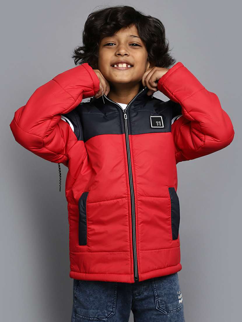 boys red & navy cotton quilted jacket