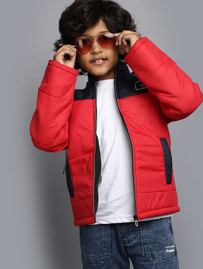 boys red & navy cotton quilted jacket - 20595907 -  Standard Image - 3