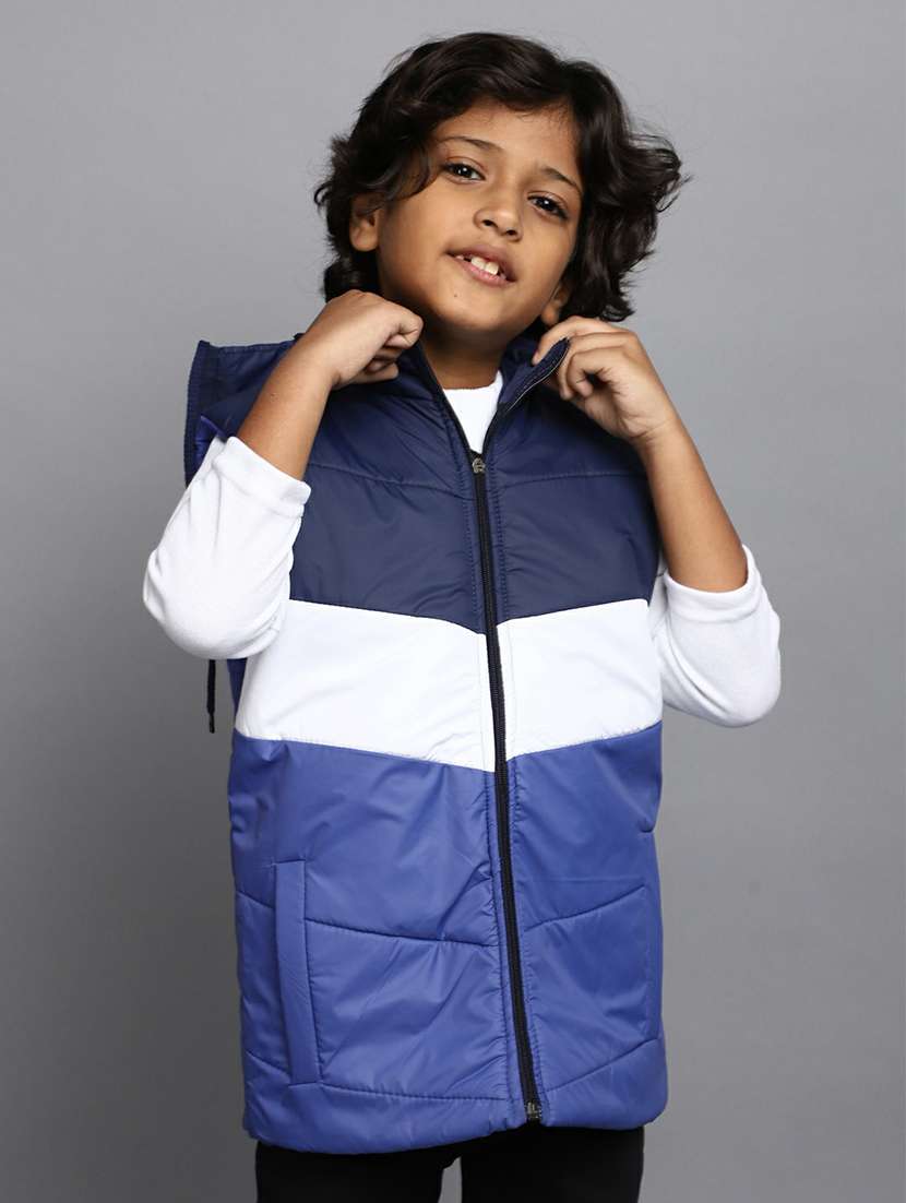 boys color block sleeveless quilted jacket