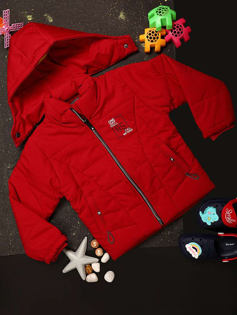 boys red quilted jacket