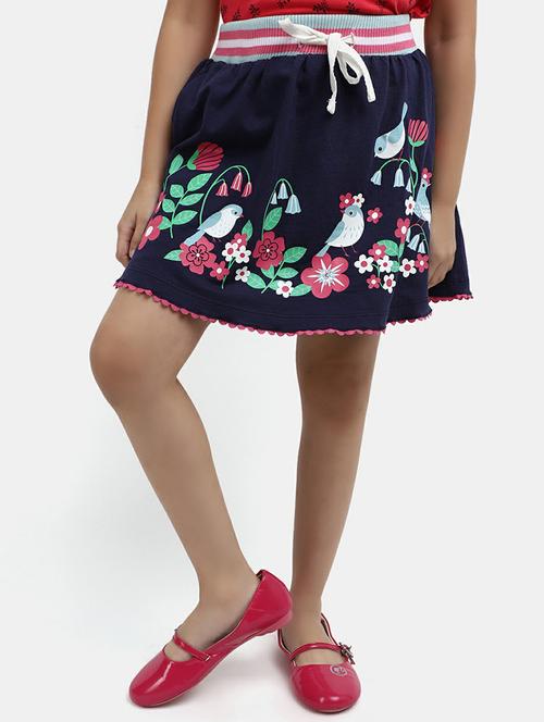 girls navy blue printed flared skirt - 20595942 - Standard Image - 0