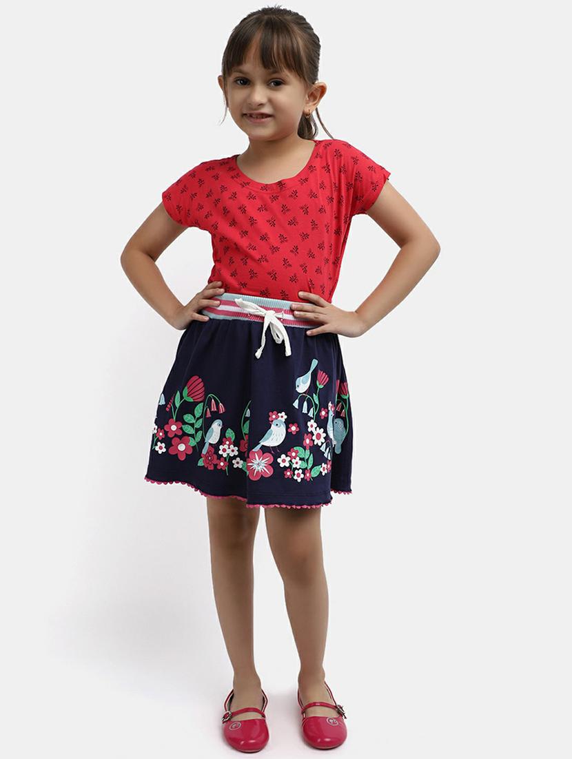 girls navy blue printed flared skirt - 20595942 - Standard Image - 3