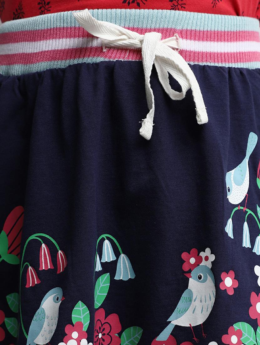 girls navy blue printed flared skirt - 20595942 - Standard Image - 5