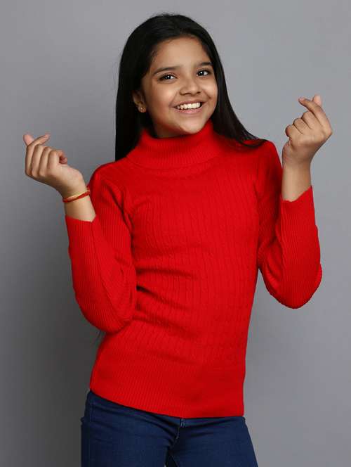 girls red turtle neck sweater - 20595962 -  Standard Image - 0