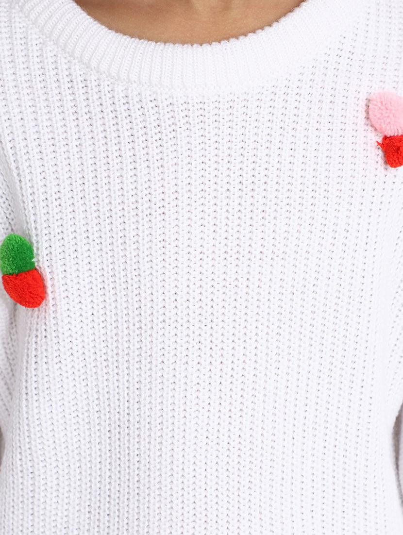 girls white applique detailed sweater - 20595970 - Standard Image - 5