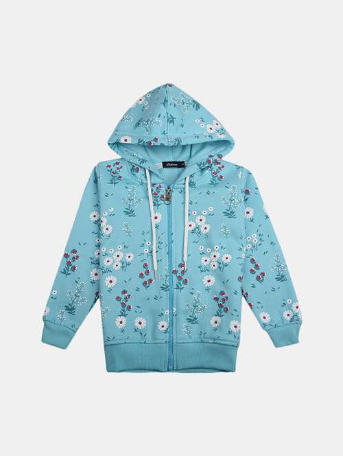 light blue printed hooded sweatshirt - 20596007 -  Standard Image - 0