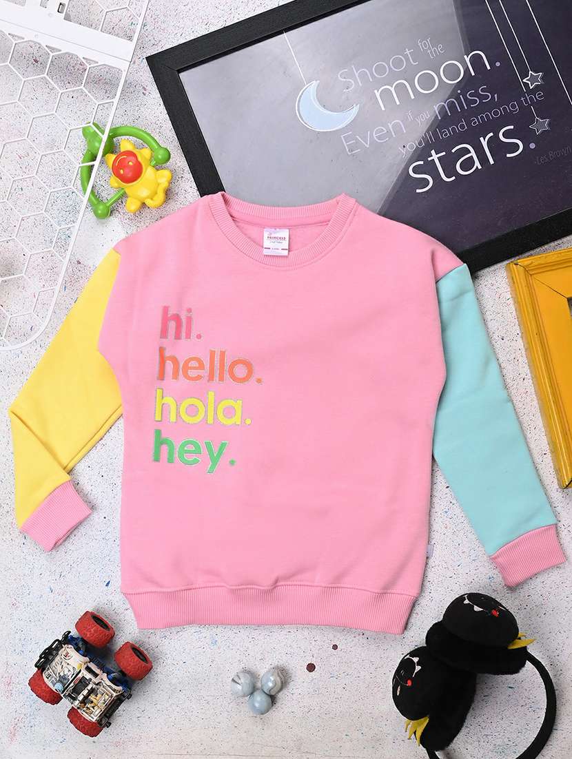 color blocked round neck sweatshirt