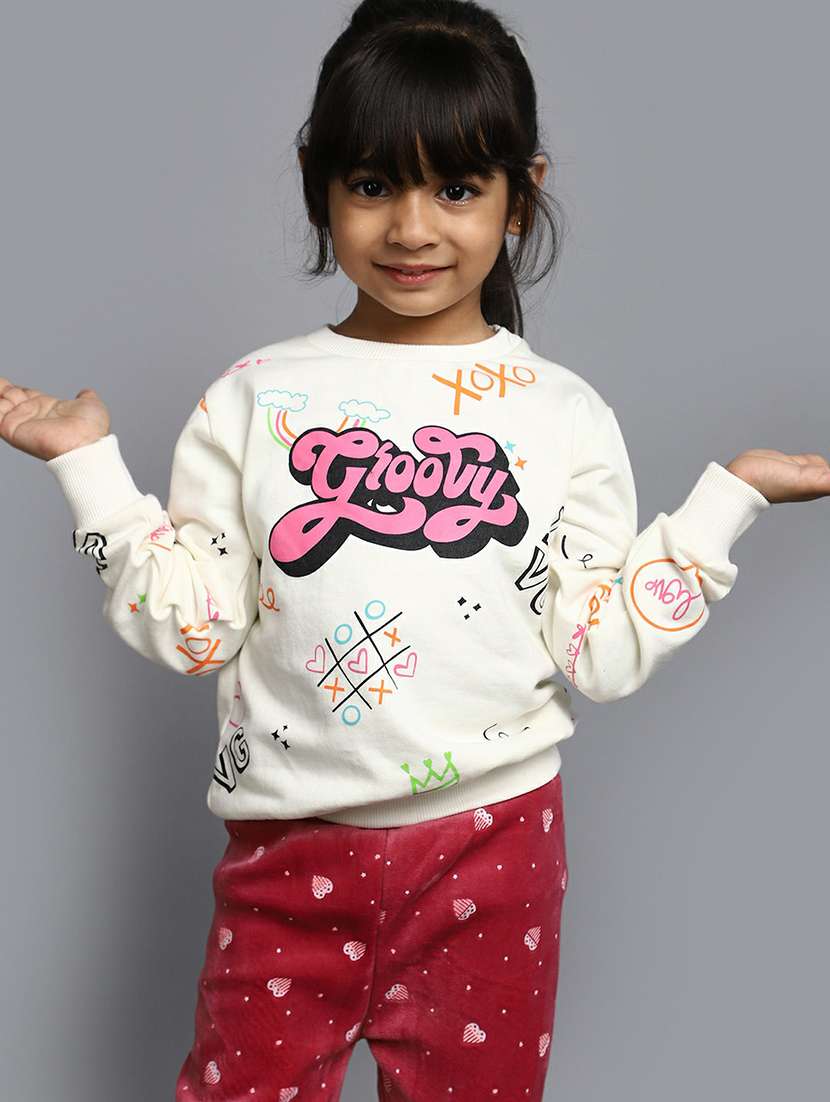 girls off-white printed sweatshirt - 20596037 - Standard Image - 3