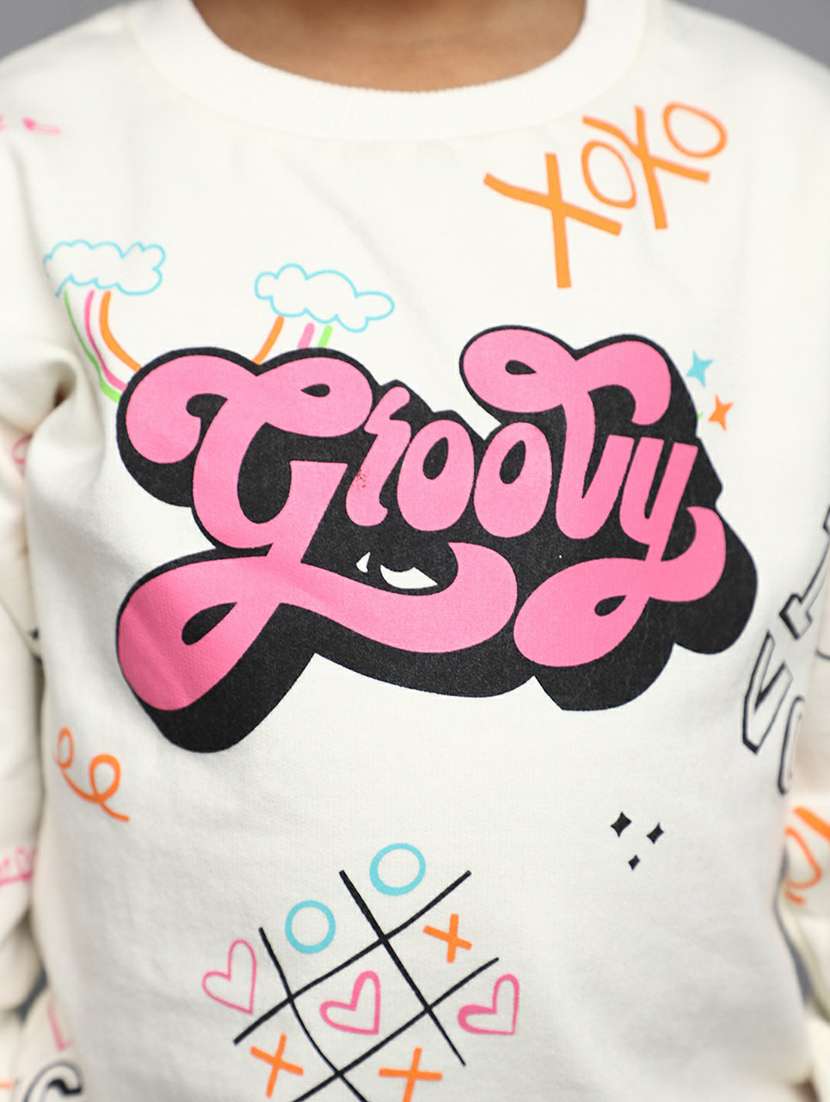 girls off-white printed sweatshirt - 20596037 - Standard Image - 5