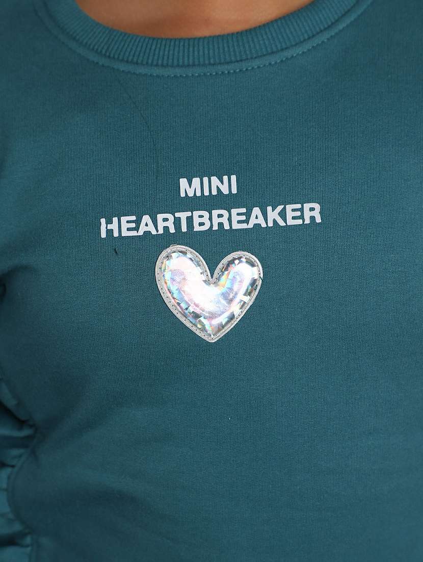 girls teal blue ruffled sweatshirt - 20596039 - Standard Image - 5