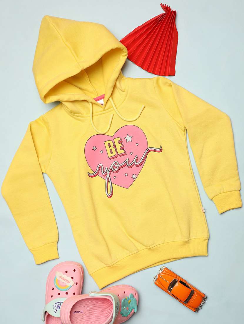girls yellow graphic hooded sweatshirt - 20596042 - Zoom Image - 0