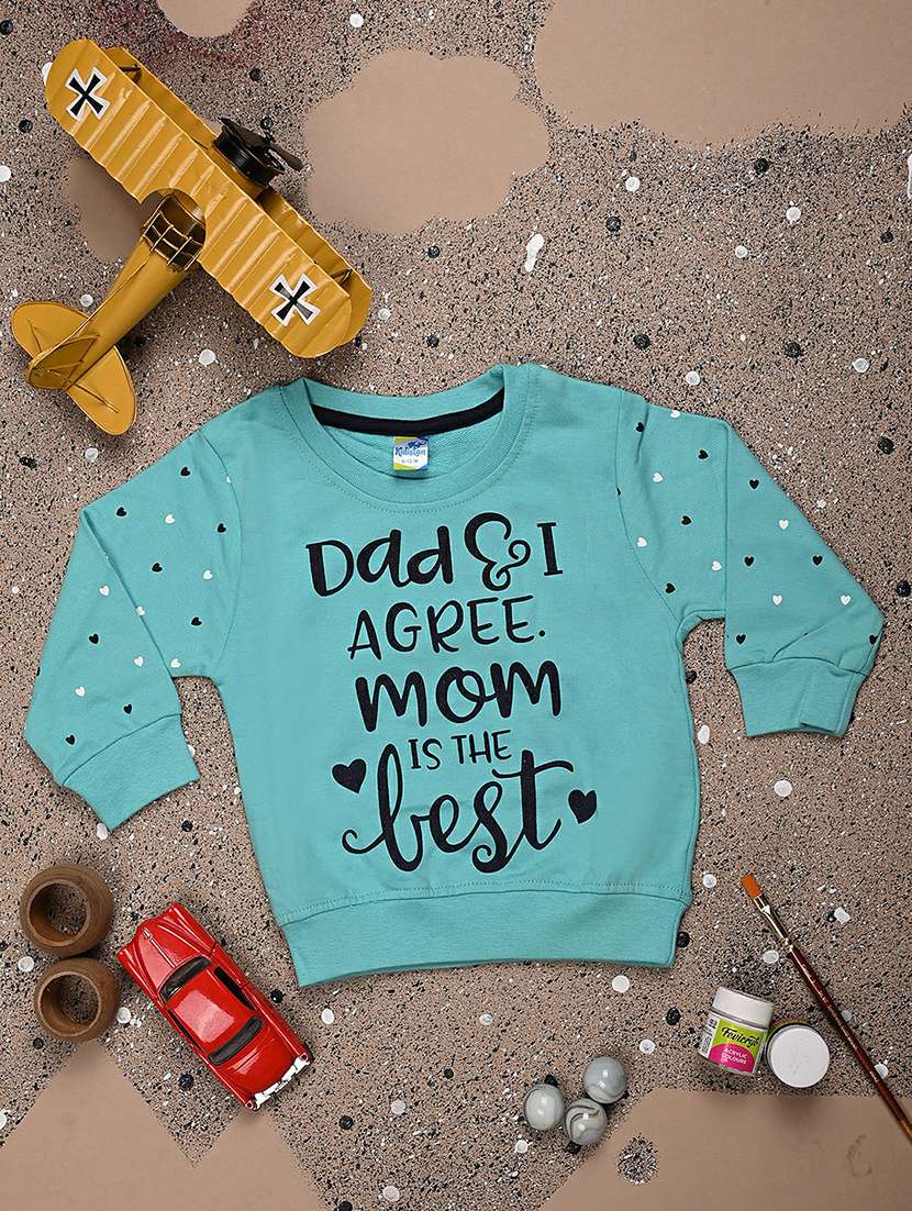 green round neck printed sweatshirt