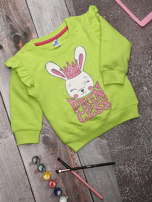 kids green front print detailed sweatshirt - 20596060 - Standard Image - 0