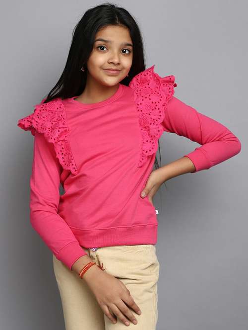 girls long sleeves plain sweatshirt - 20596062 - Standard Image - 0