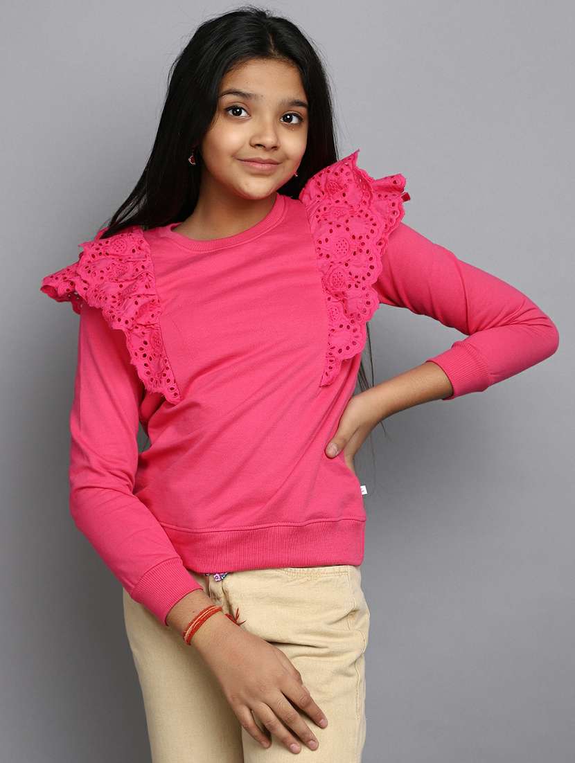 girls long sleeves plain sweatshirt