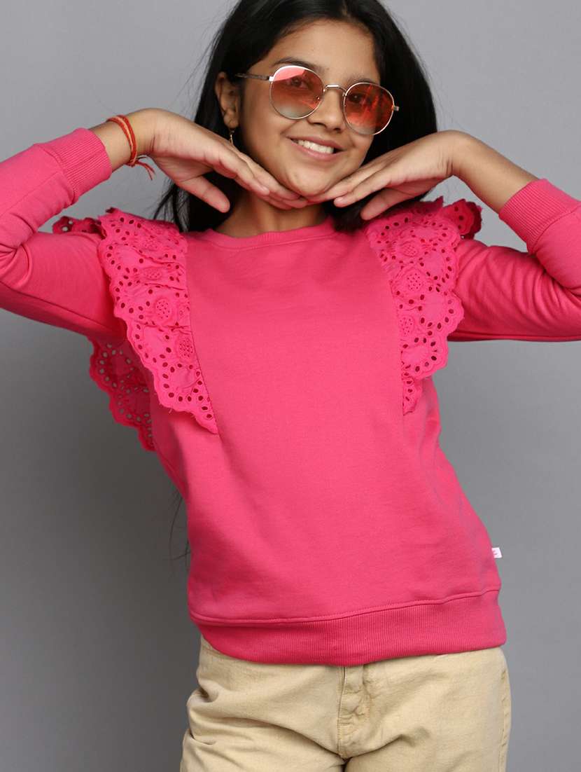 girls long sleeves plain sweatshirt - 20596062 - Standard Image - 3
