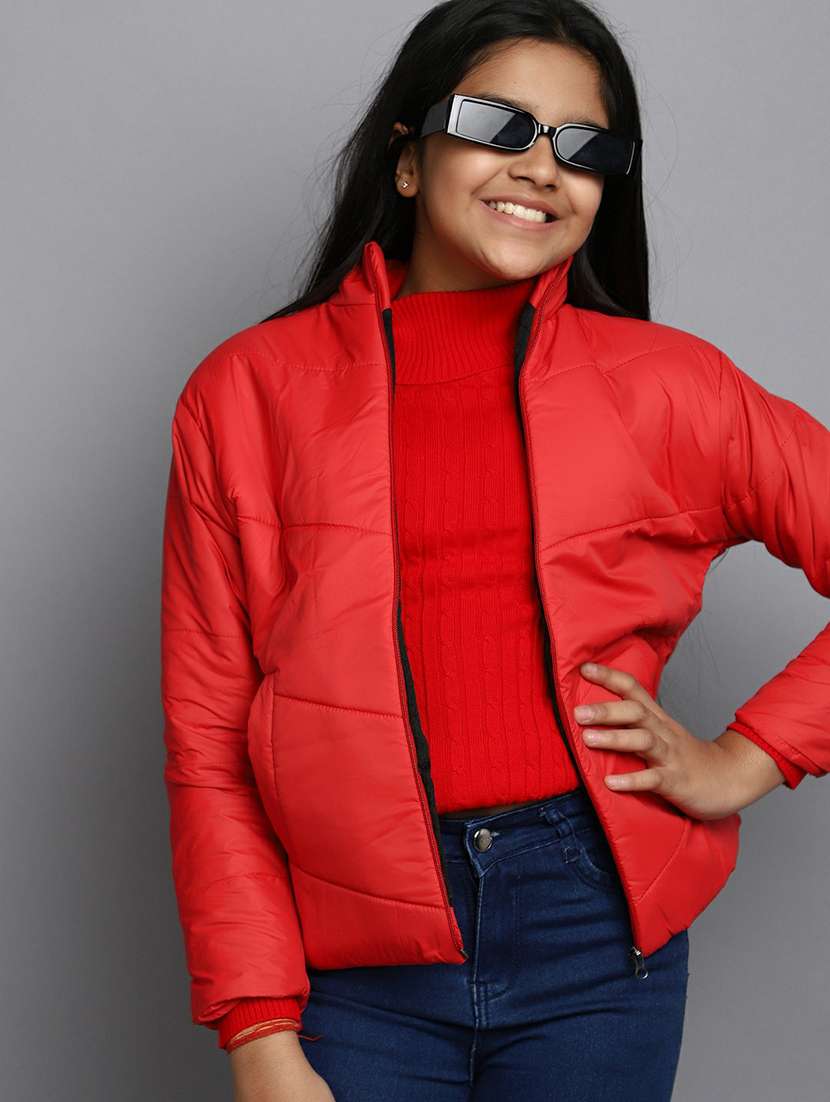 kids solid red detachable hooded jacket - 20596078 -  Standard Image - 3