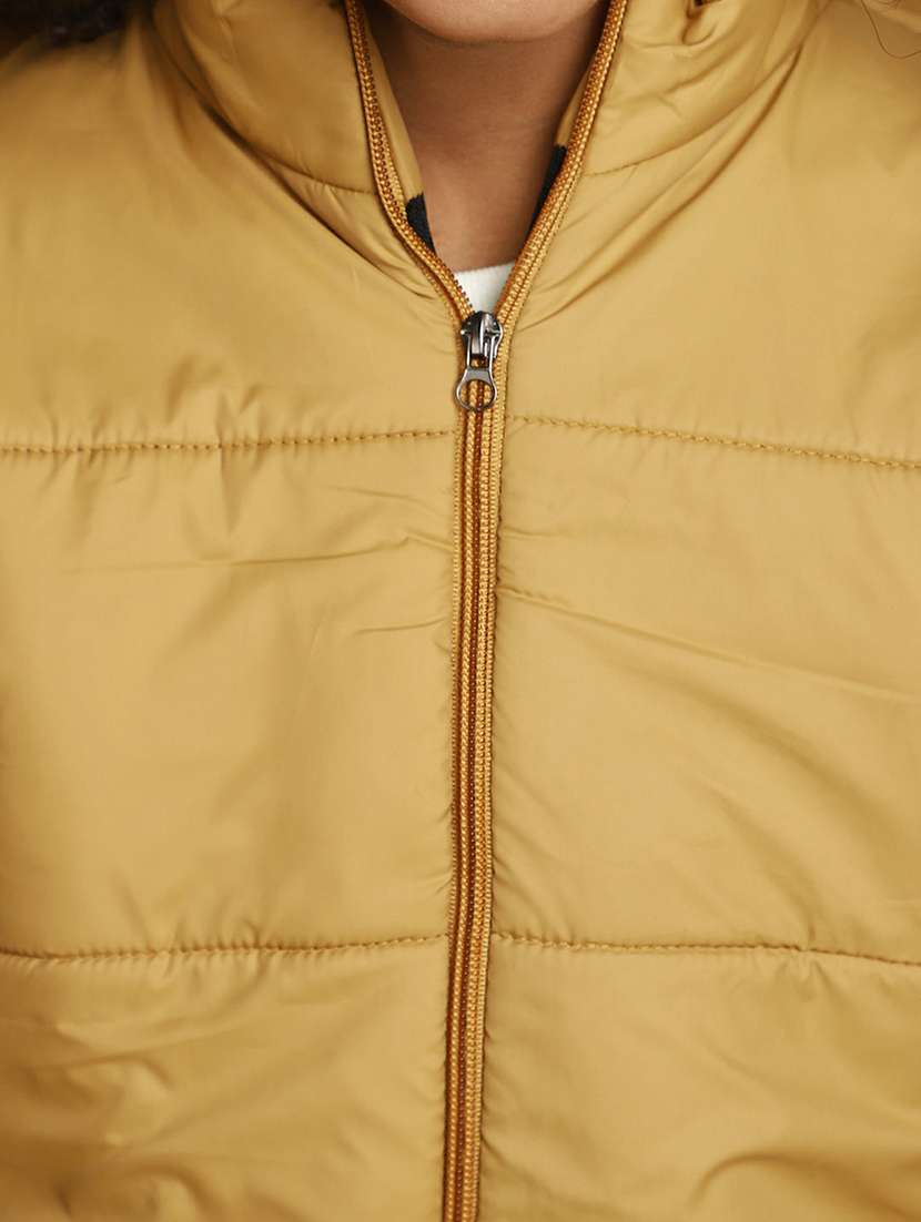 girls gold solid quilted jacket - 20596079 -  Standard Image - 5