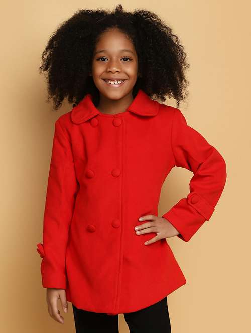 girls red solid jacket - 20596081 -  Standard Image - 0
