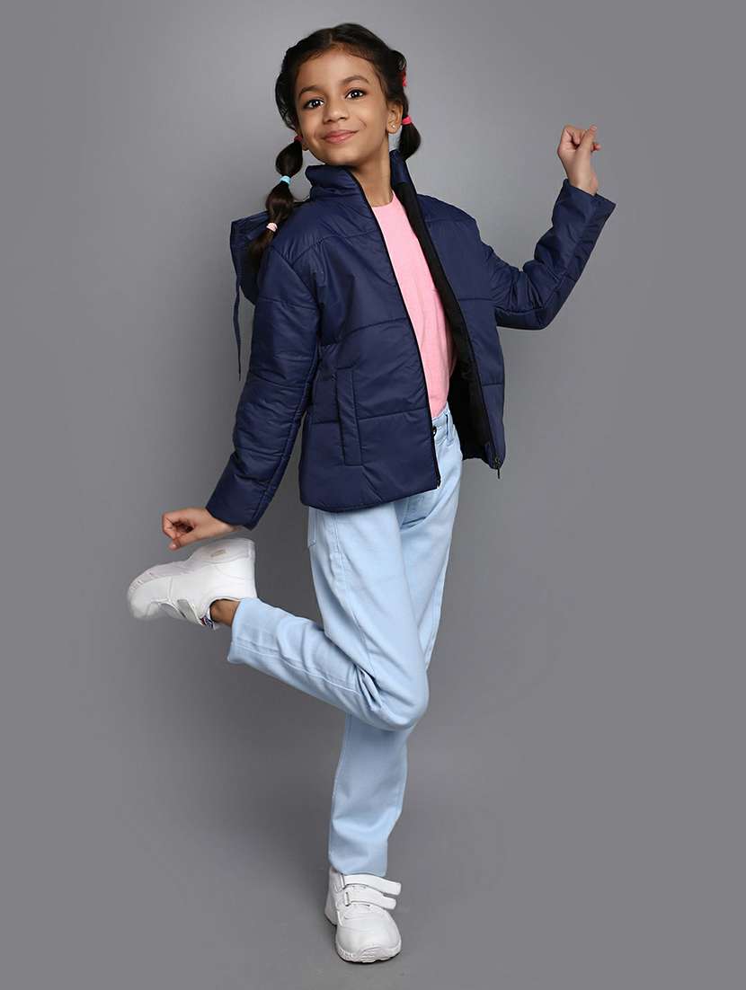 kids navy blue detachable hooded jacket - 20596089 - Standard Image - 3