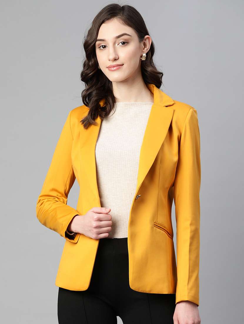 women solid formal blazer