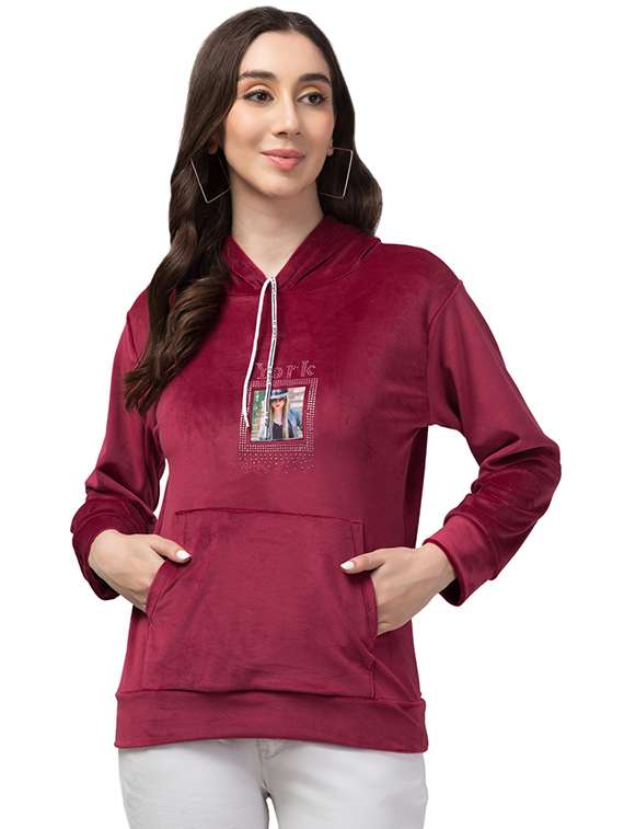 women red typographic hooded sweatshirt - 20596785 - Zoom Image - 0