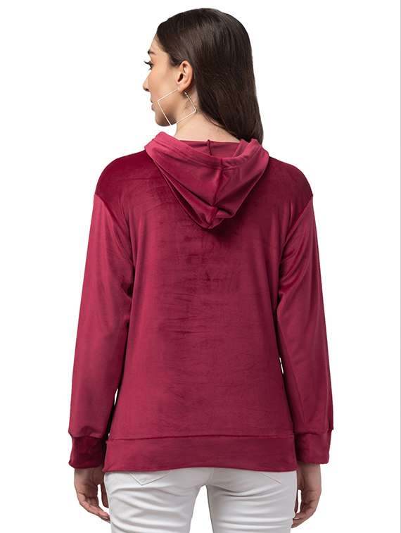 women red typographic hooded sweatshirt - 20596785 - Standard Image - 3