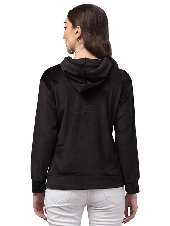 women black typographic hooded sweatshirt - 20596786 - Standard Image - 3