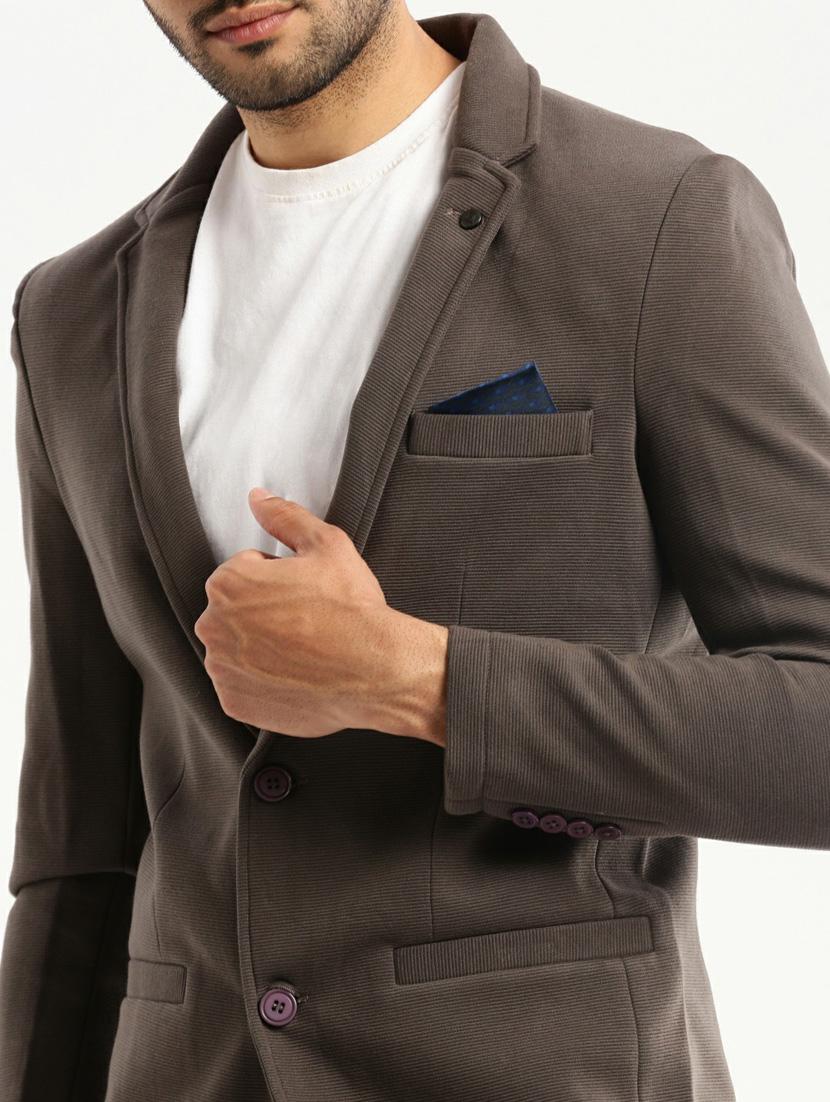 grey cotton blend single breasted casual blazer - 20597907 - Standard Image - 5