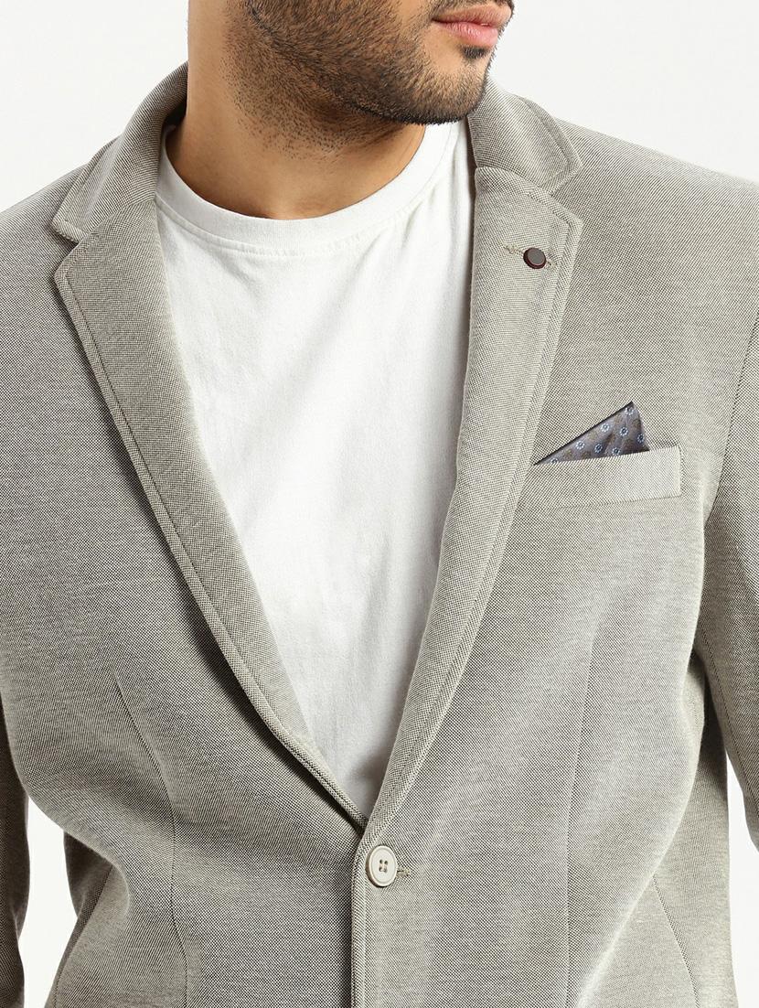 grey cotton blend single breasted casual blazer - 20597912 - Standard Image - 5