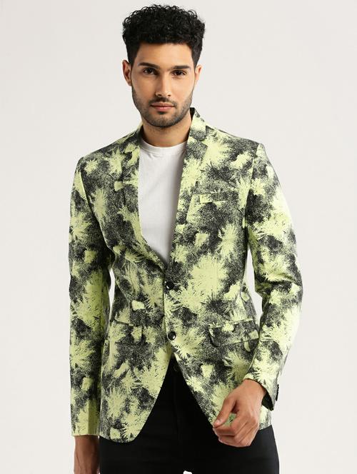 yellow cotton blend single breasted casual blazer - 20597917 - Standard Image - 0