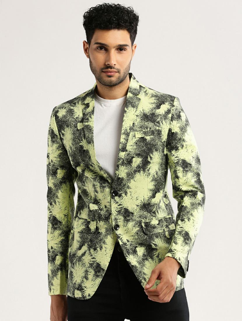 yellow cotton blend single breasted casual blazer - 20597917 - Zoom Image - 0