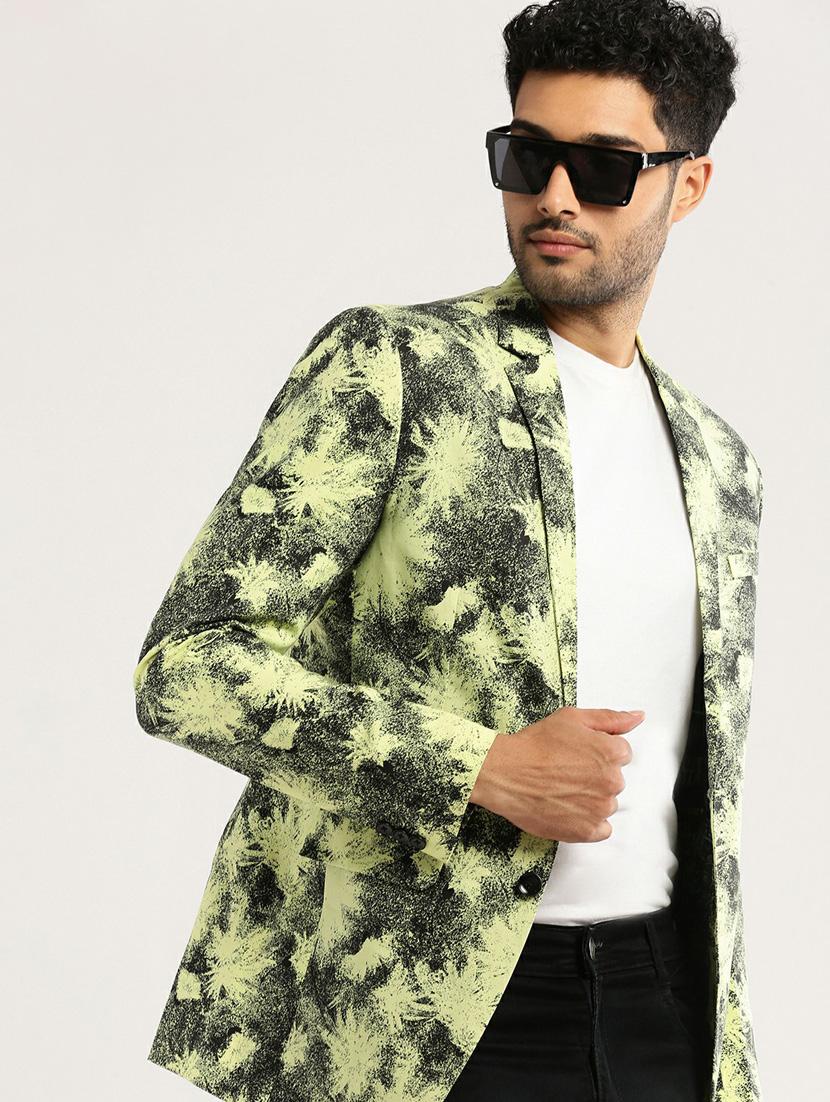yellow cotton blend single breasted casual blazer - 20597917 - Standard Image - 3