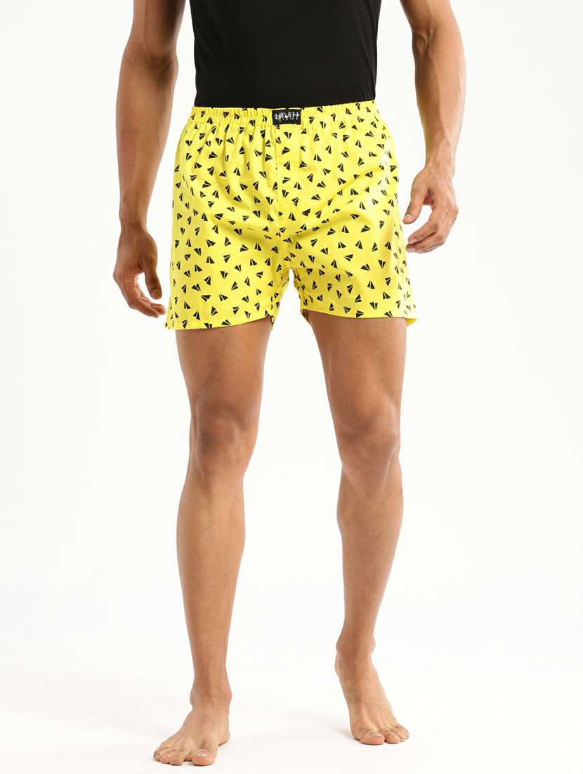 yellow all over printed cotton blend boxer - 20597922 - Zoom Image - 0