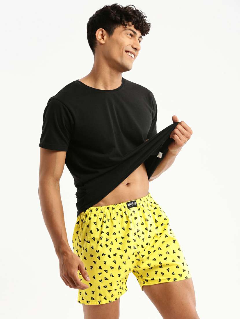yellow all over printed cotton blend boxer - 20597922 - Standard Image - 3