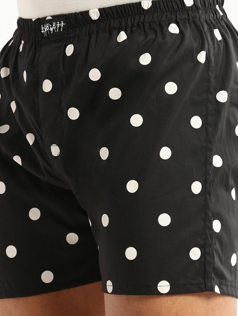 black polka dots printed cotton blend boxer - 20597923 - Standard Image - 5