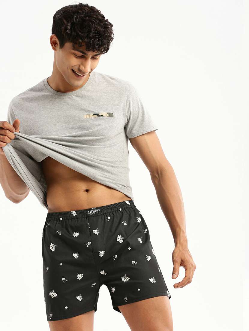 black floral printed cotton blend boxer - 20597924 -  Standard Image - 3