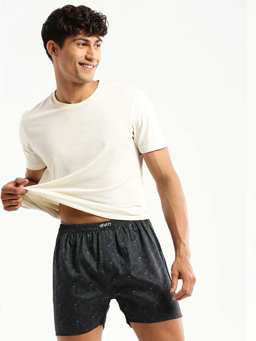 black all over printed cotton blend boxer - 20597926 -  Standard Image - 3